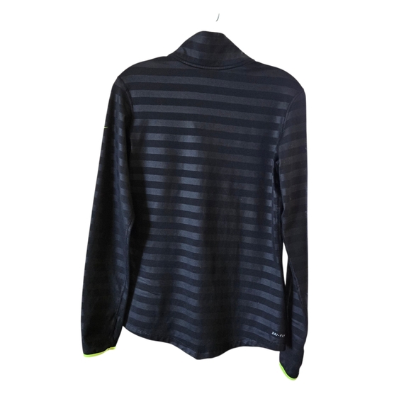 Nike Women's Black and Neon Green Striped Jacket - Picture 5 of 8